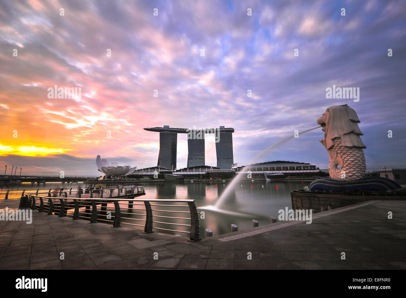 Singapore, Merlion, View of Merlion Statue Stock Photo