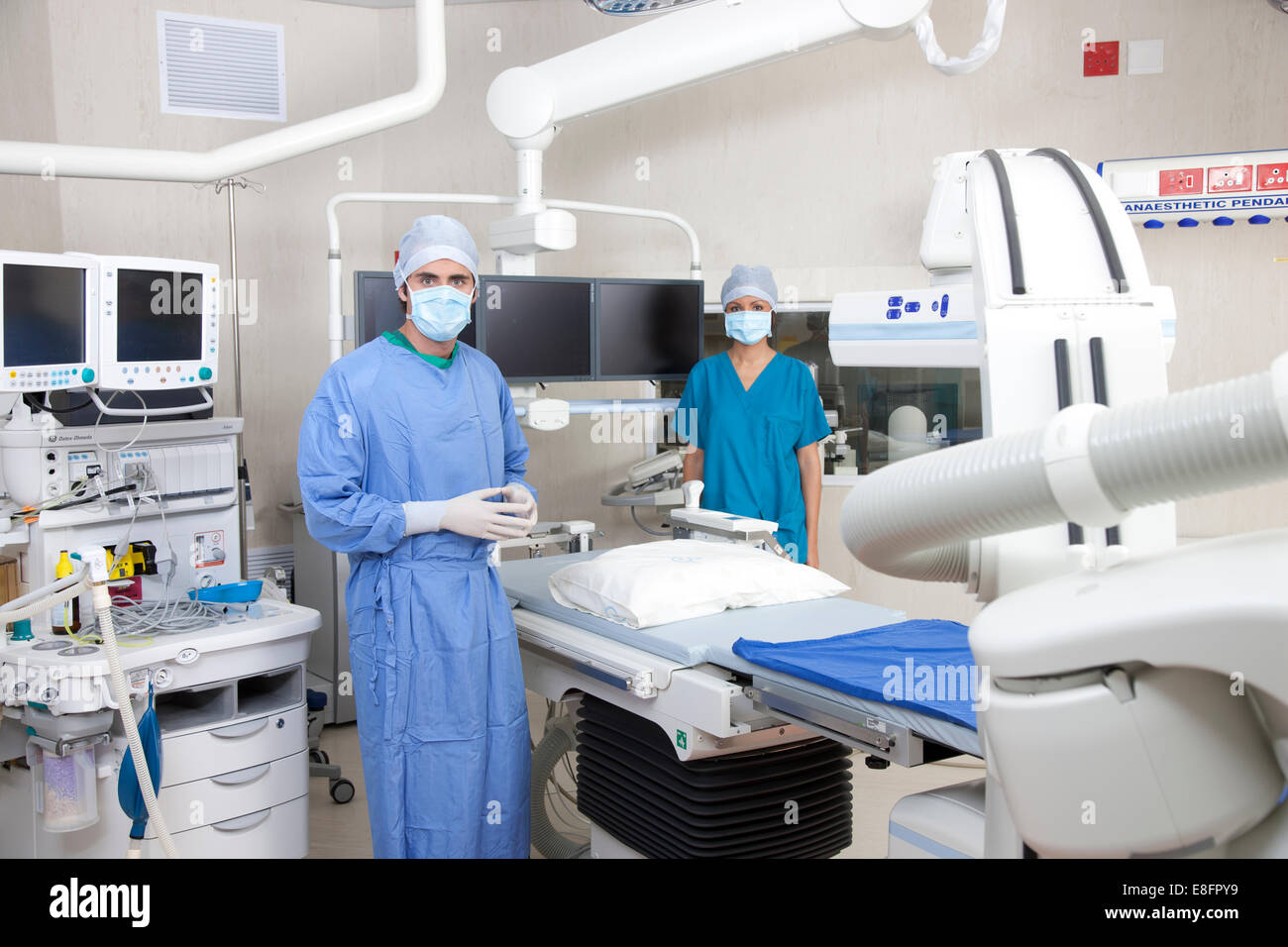Two doctors in an operating theatre Stock Photo