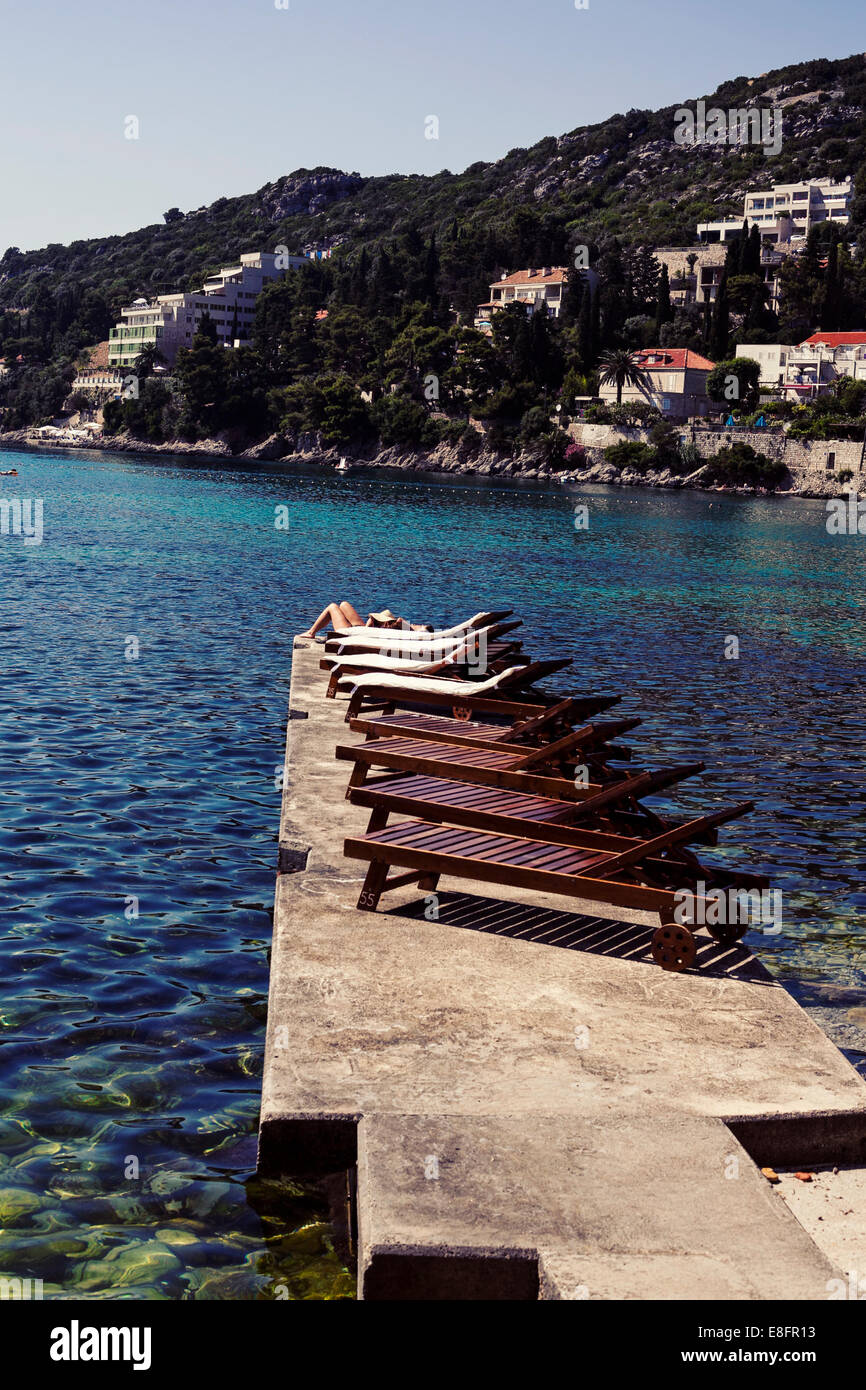 Croatia, Picture of lounge chairs Stock Photo