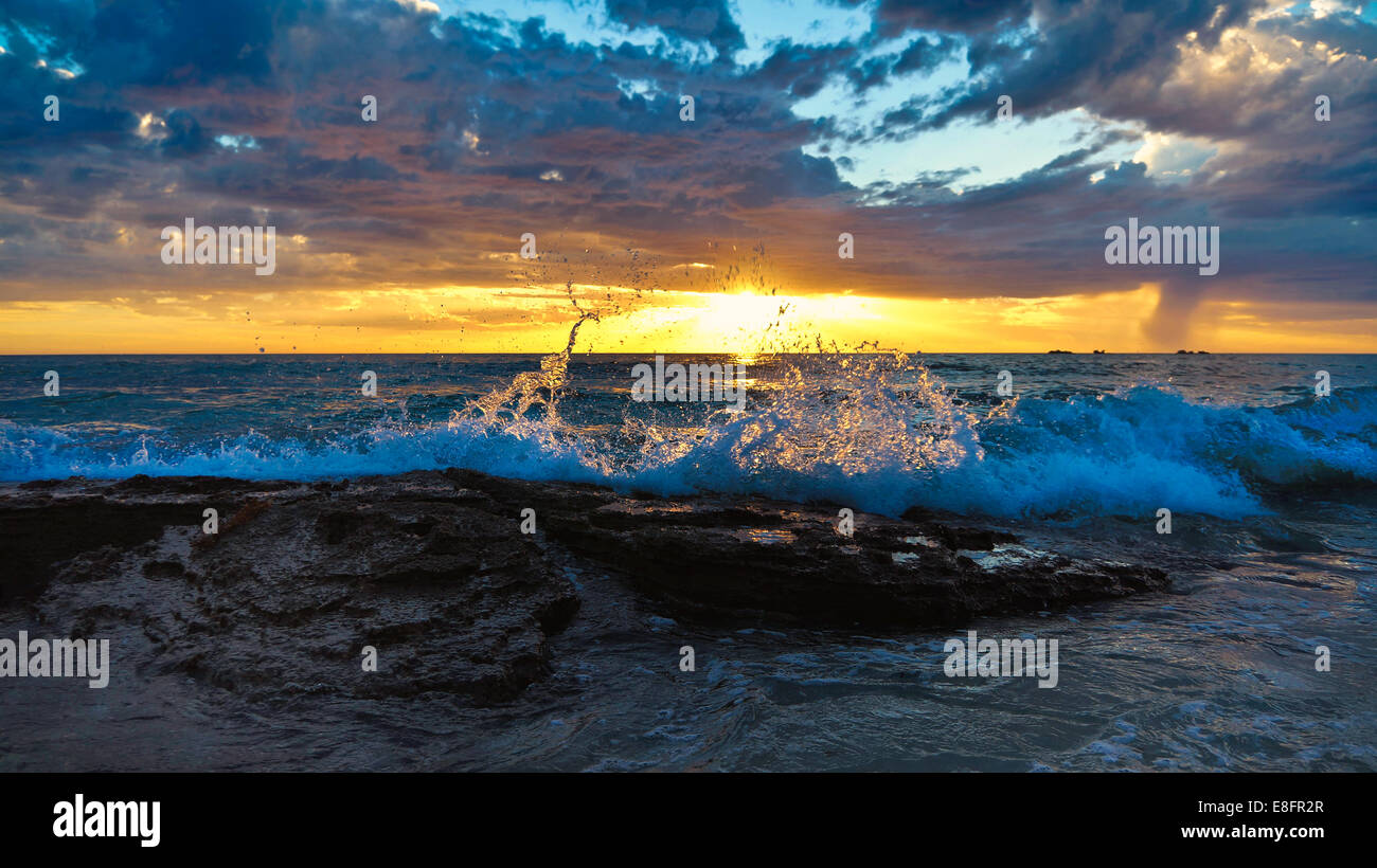 Australia, Western Australia, Coastline at sunset Stock Photo