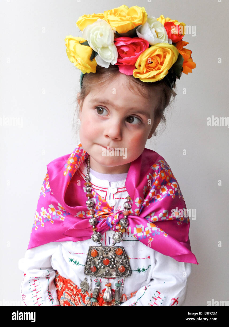Girl dressed up as Frida Kahlo Stock Photo