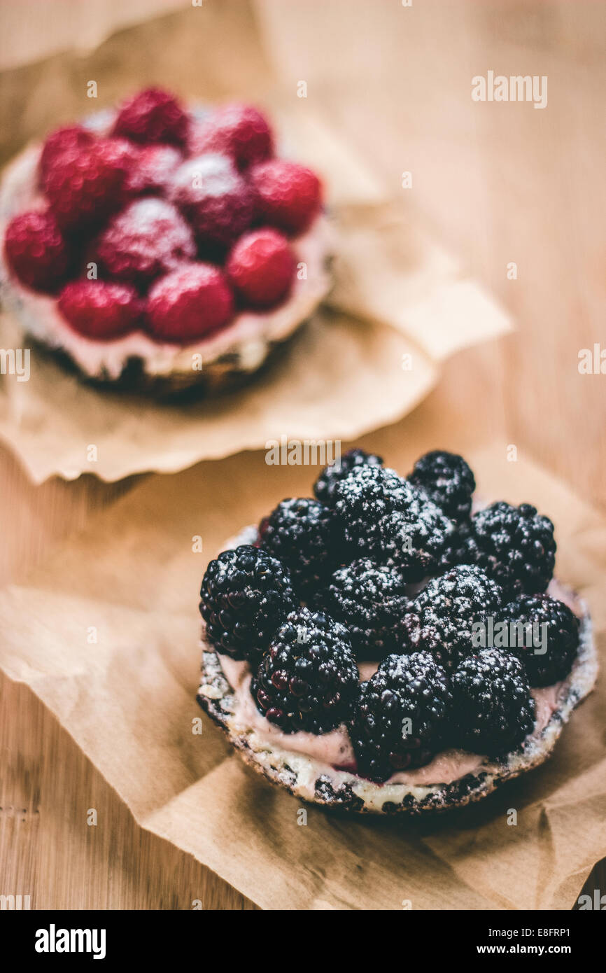 Blackberry and raspberry tarts Stock Photo Alamy