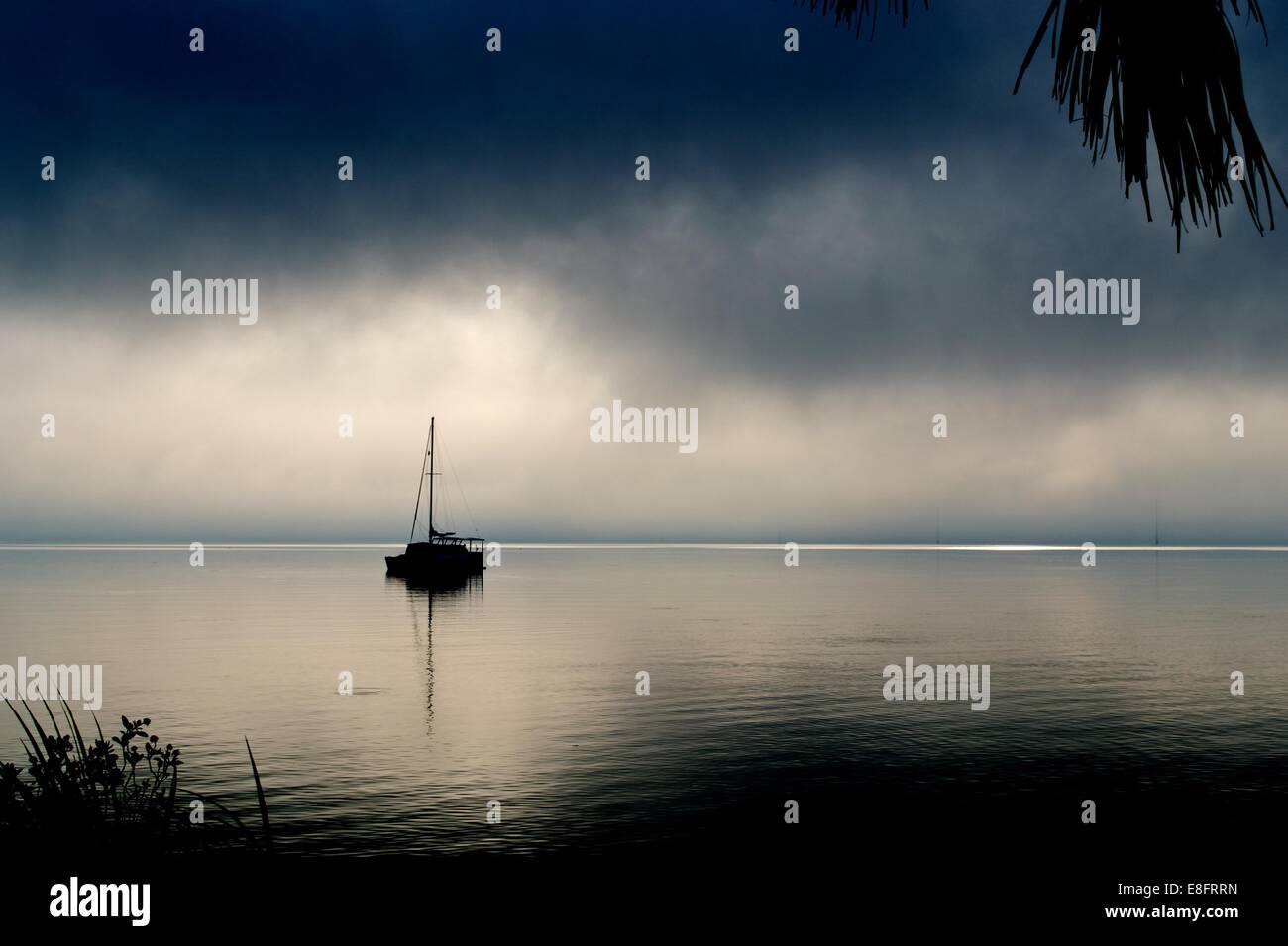 USA, Florida, Brevard County, Titusville, Sailboat moored Stock Photo