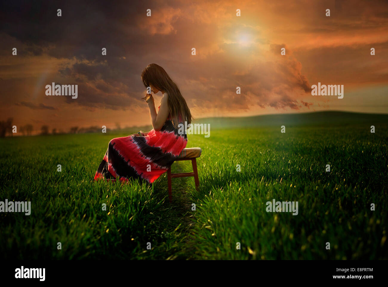 Girl Sitting On Stool High Resolution Stock Photography and Images - Alamy