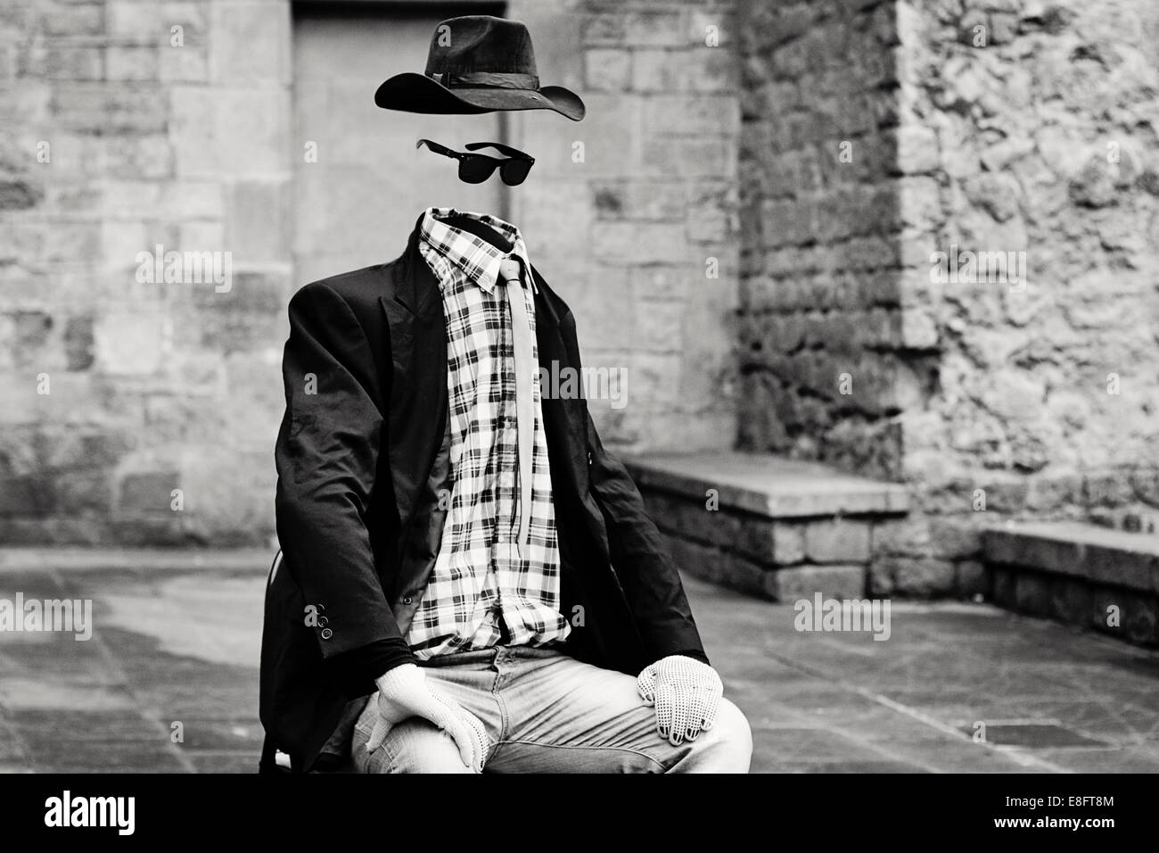 Statue of an invisible man in Gothic Area, Barcelona, Spain Stock Photo