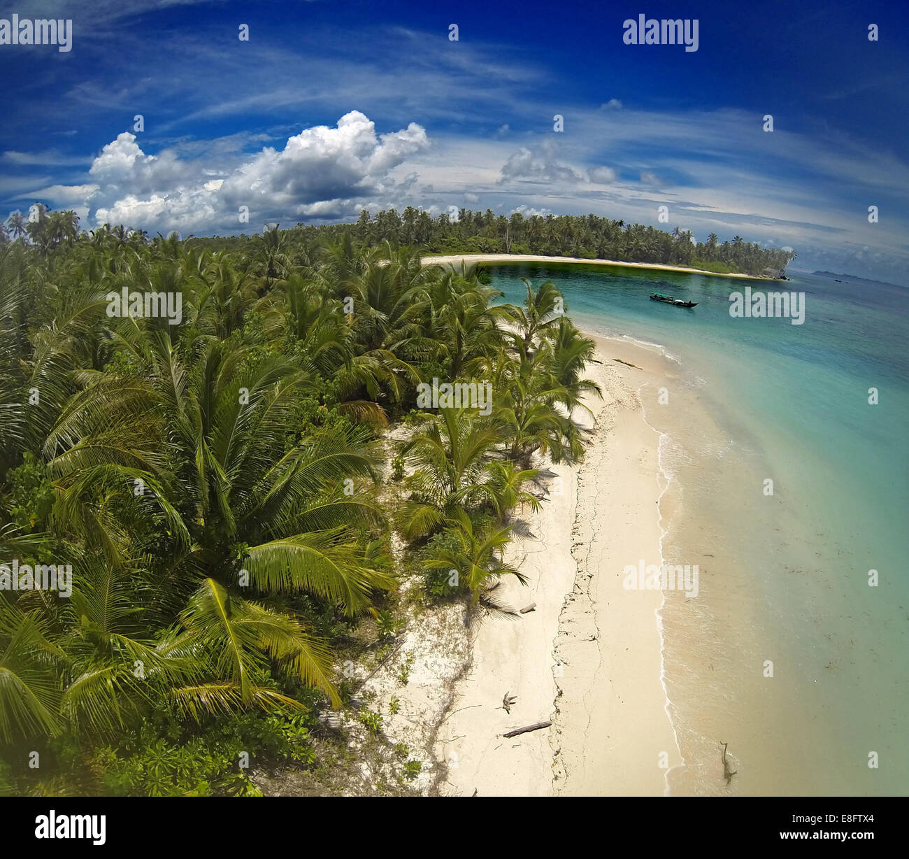 Indonesia, Mentawai Islands, Aerial view of tropical beach Stock Photo