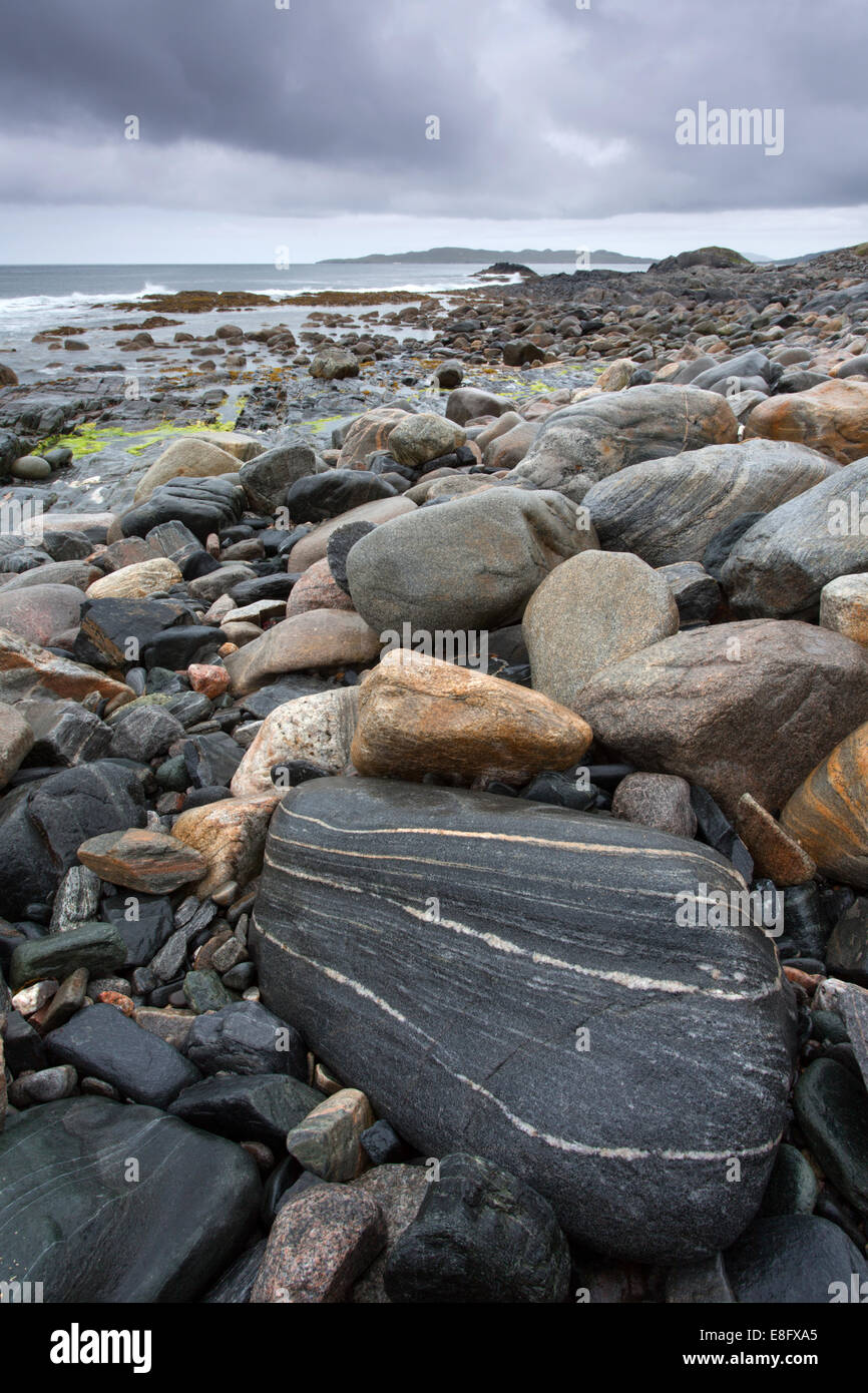 Traigh Mhor Boulders Isle of Harris, Scotland Stock Photo