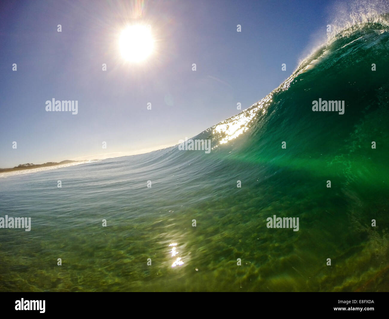 Australia, New South Wales, Wave on Black Rocks Beach Stock Photo