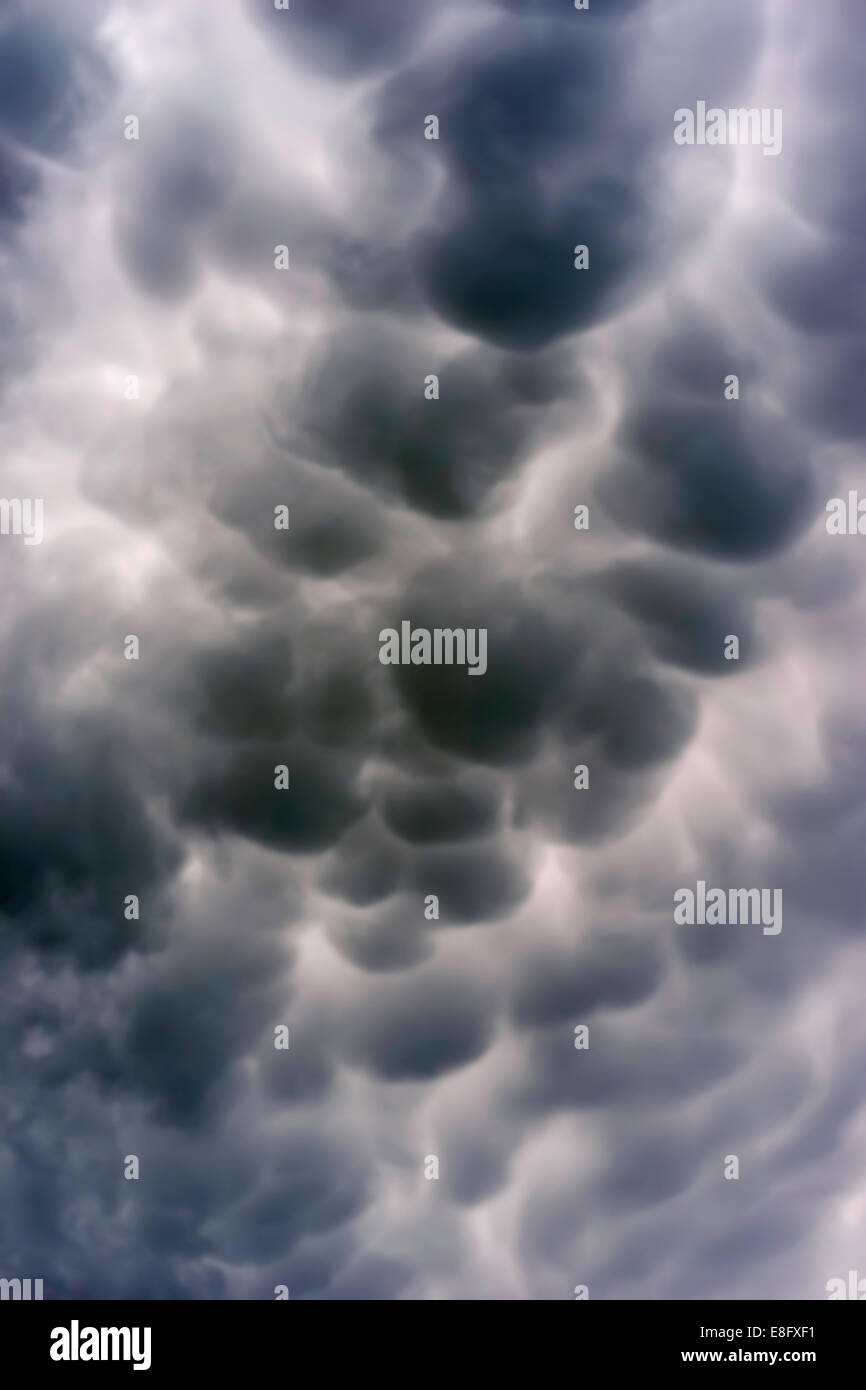Close-up of grey mammatus clouds, Illinois, USA Stock Photo