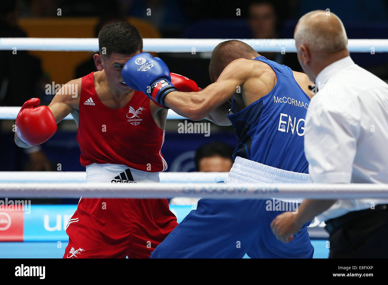Joseph Cordina (WAL) (Red) beats Pat McCormack (ENG) (Blue)  - Boxing Fly 60kg - SECC - Glasgow - UK - 26/07/2014 - Commonwealth Stock Photo