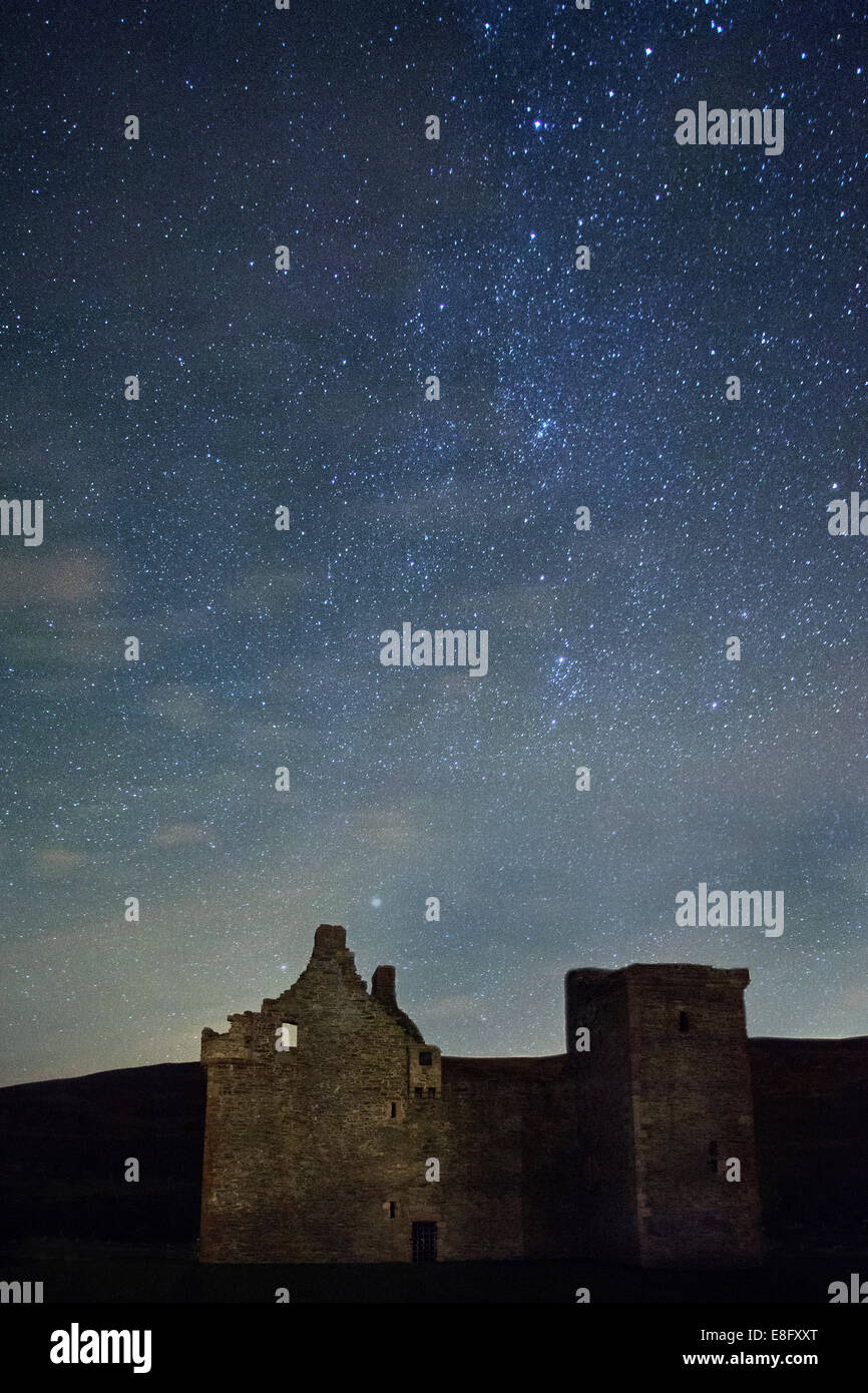 Starry sky above Lochranza Castle Arran Scotland Stock Photo