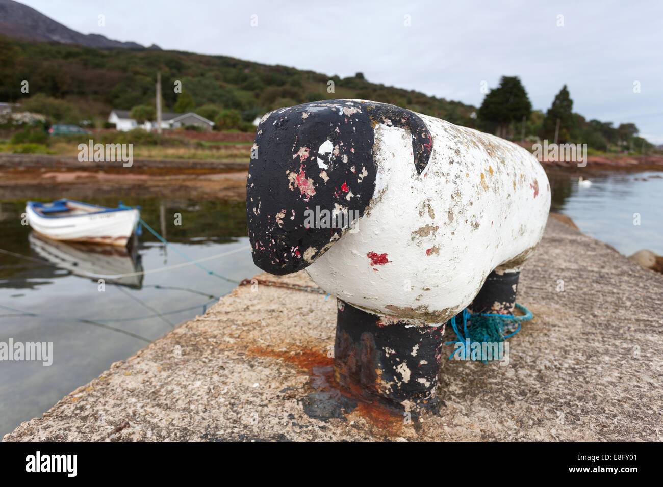 Model sheep on jetty Corrie, Isle of Arran, Scotland Stock Photo