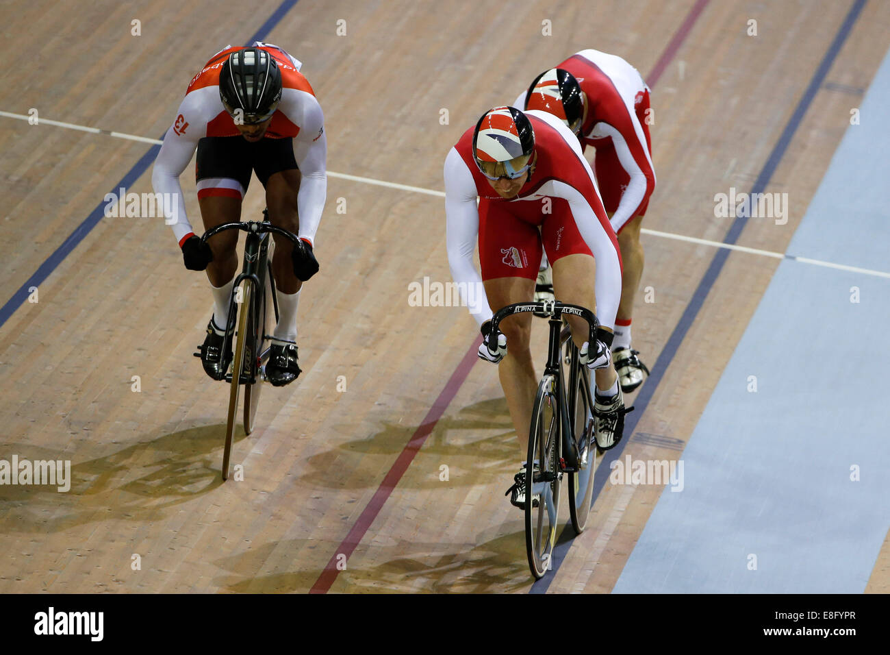 Matthew Crampton (ENG), Phillip Hindes (ENG) and Njisane Phillip (TTO