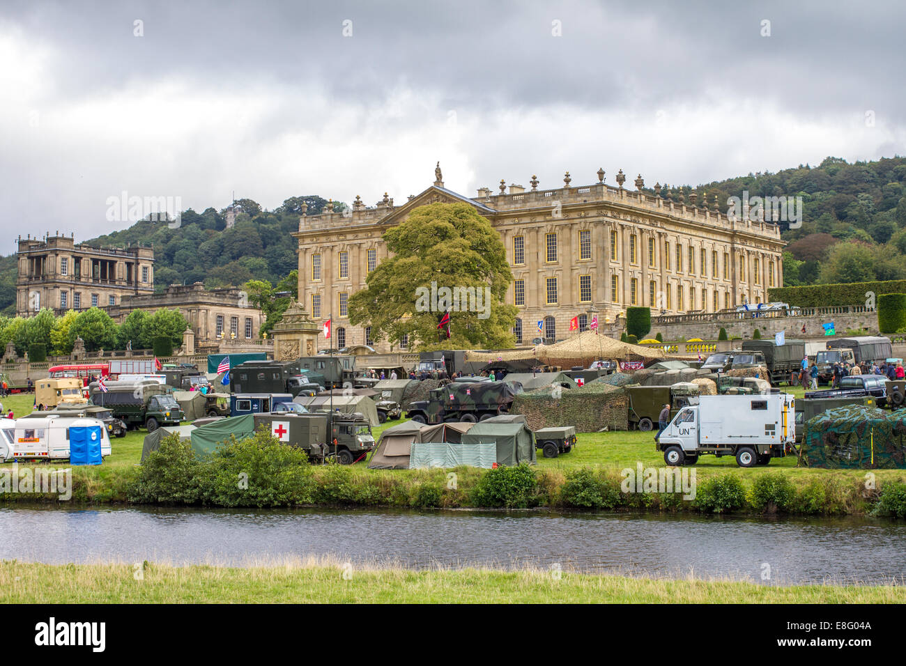Military Vehicles at Chatsworth House Country Fair 2014 near Bakewell Derbyshire England UK Stock Photo