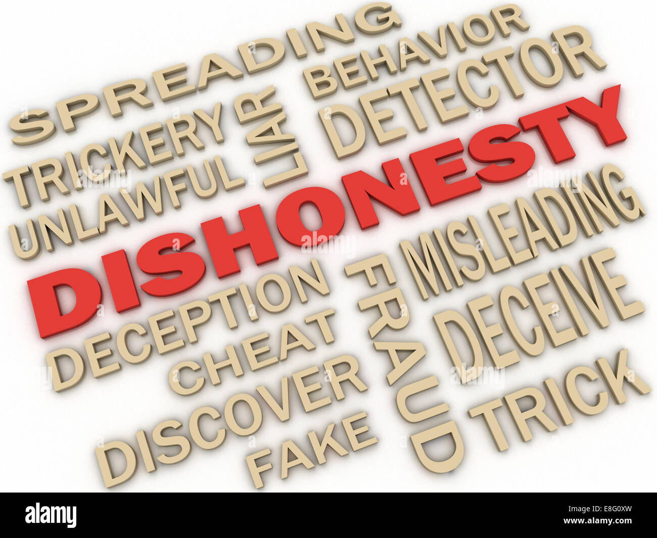 3d imagen Dishonesty concept word cloud background Stock Photo