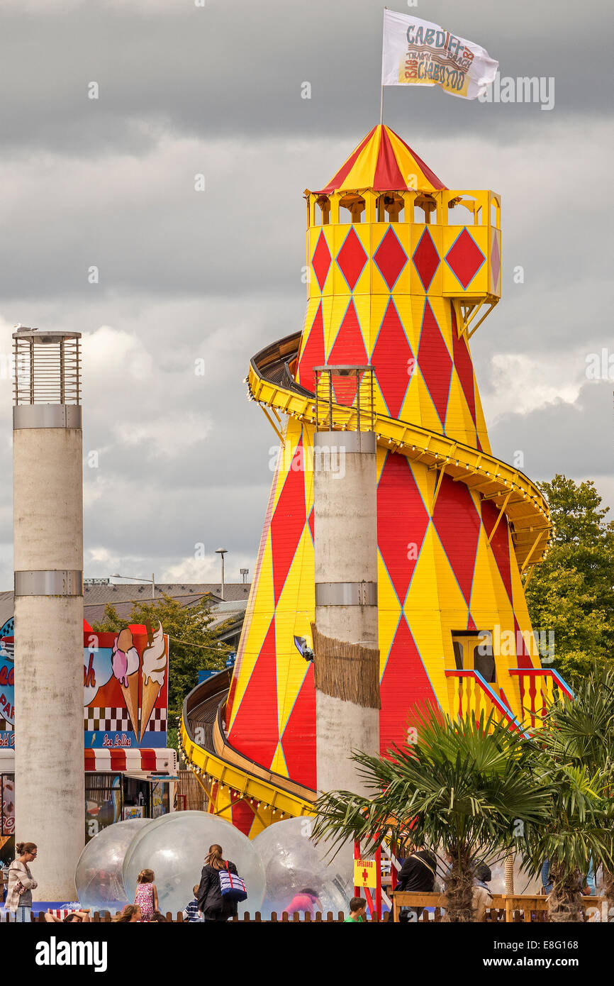 Helter Skelter Ride Amusement Park Cardiff Bay UK Stock Photo