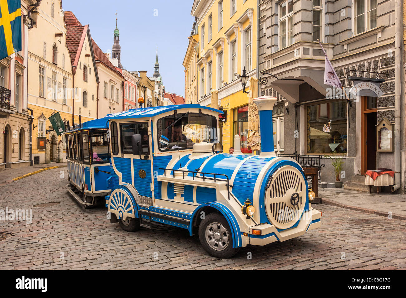 Little Blue Train Tallinn Estonia Stock Photo
