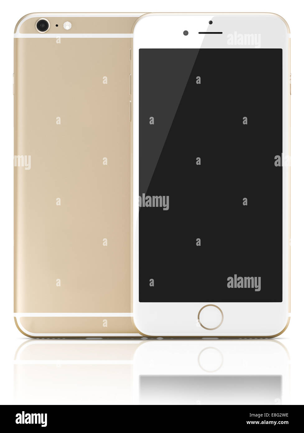 New gold Smartphone with blank screen on white background Stock Photo