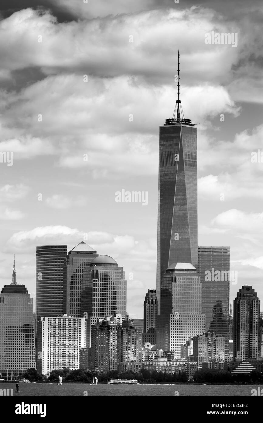The Freedom Tower rises above Battery Park, Downtown Manhattan, New York Stock Photo