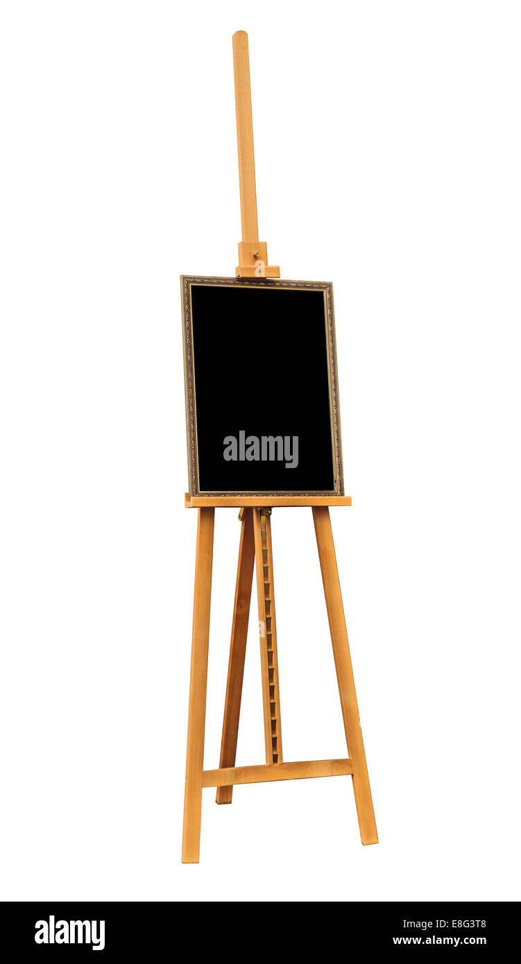 Blank Black And White Painting Canvas Stand Mockup Set Isolated