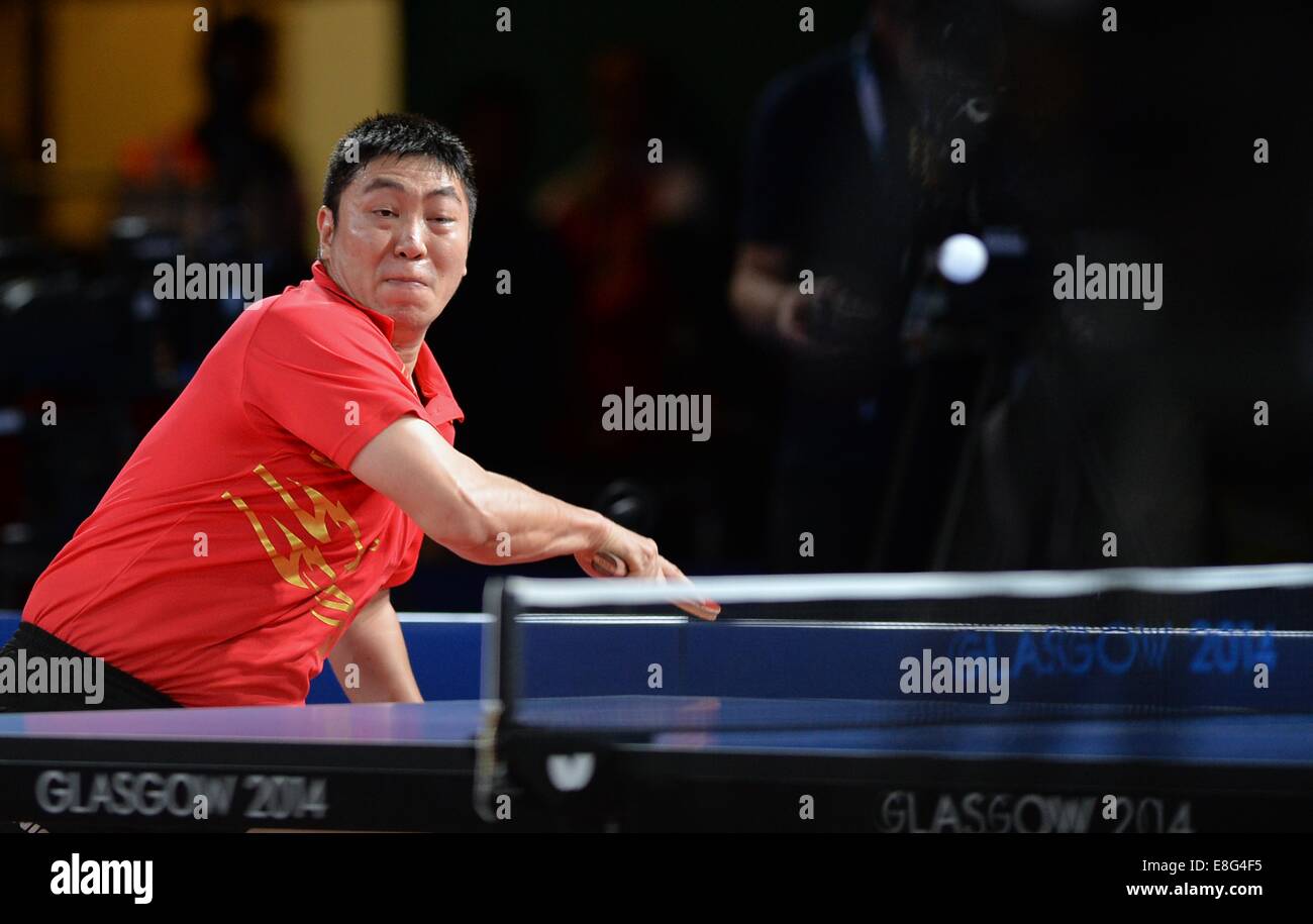 Ning Gao (SIN). Mens team semifinal. Table tennis.Scotstoun Sports Campus, Glasgow, Scotland