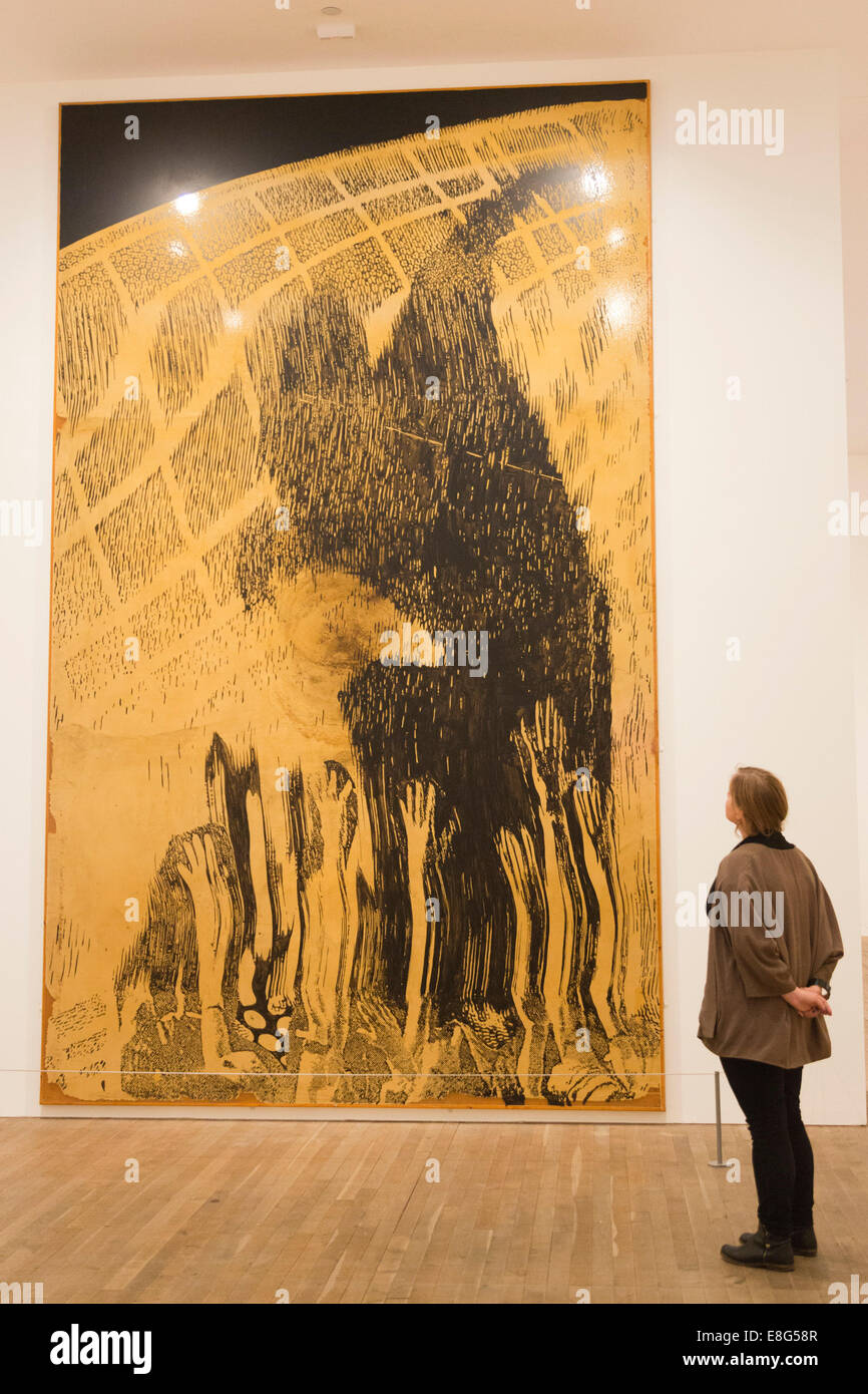 The exhibition Alibis: Sigmar Polke 1963-2010 opens at Tate Modern, London. Artwork: Fear, Black Man, Furcht, Schwarzer Mann Stock Photo