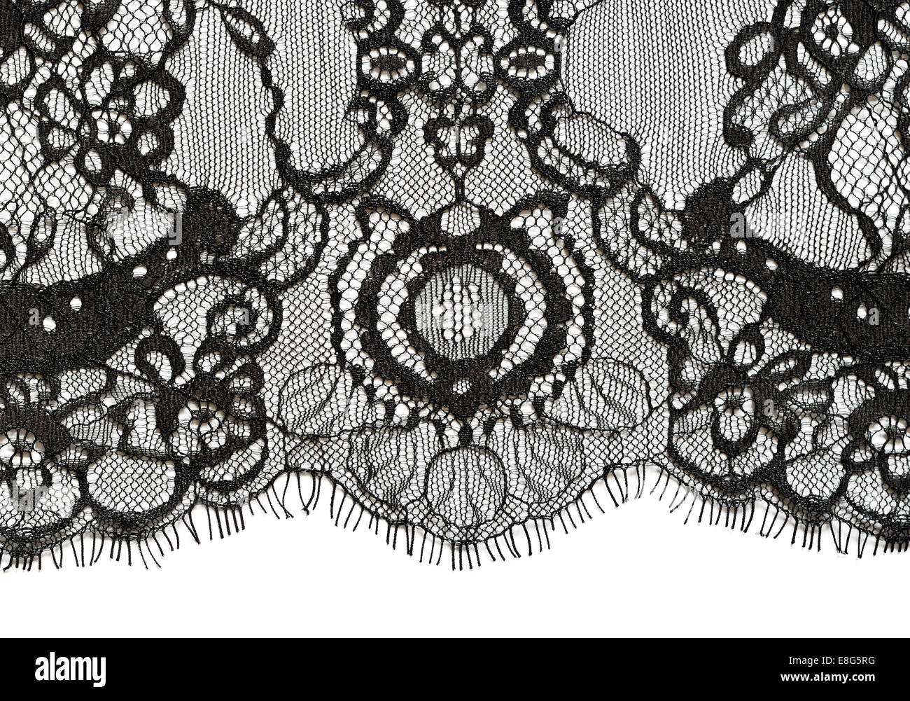 Black lace edge on white background Stock Photo - Alamy