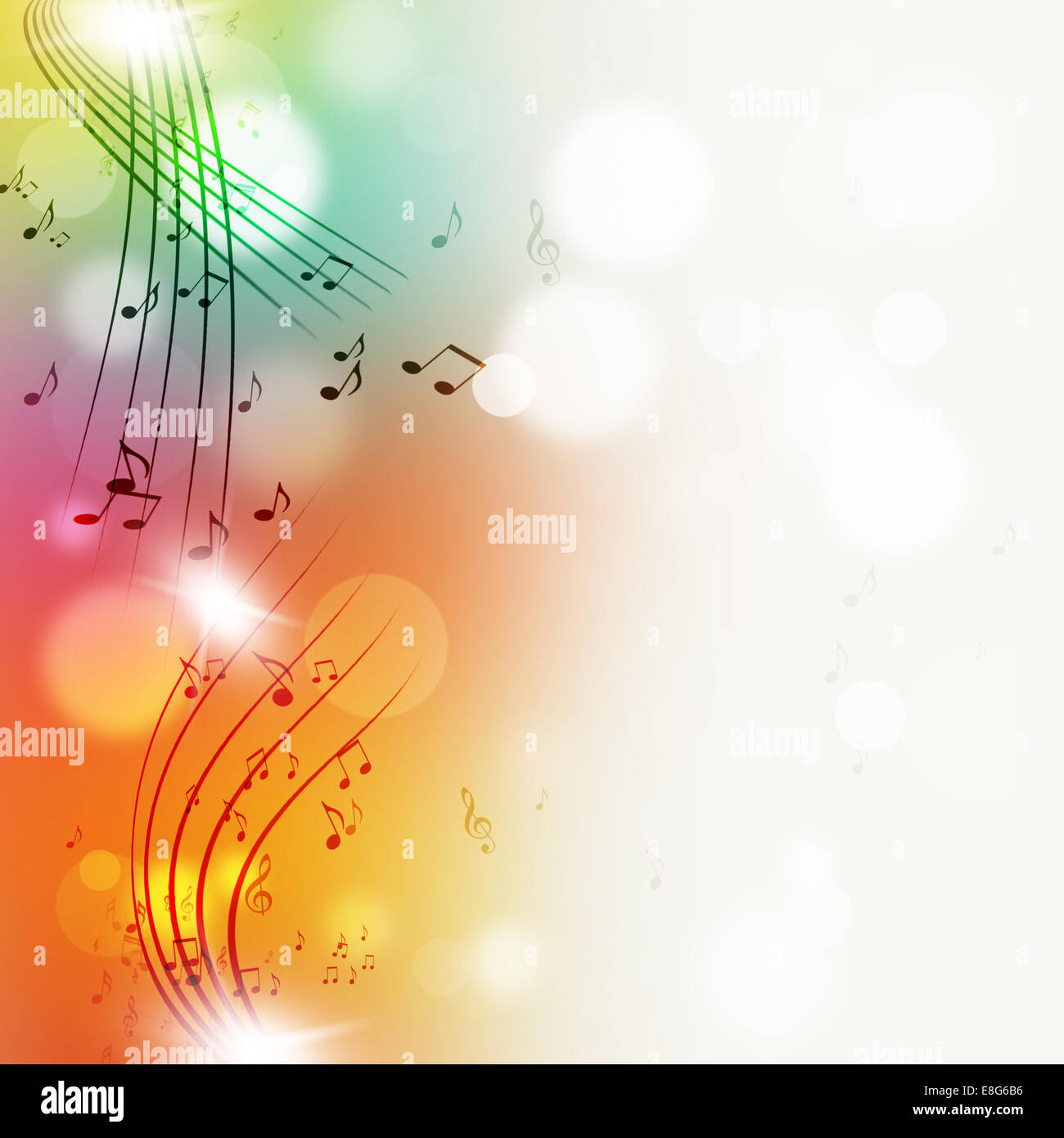 abtract music notes multicolor bright background for joyful events Stock Photo