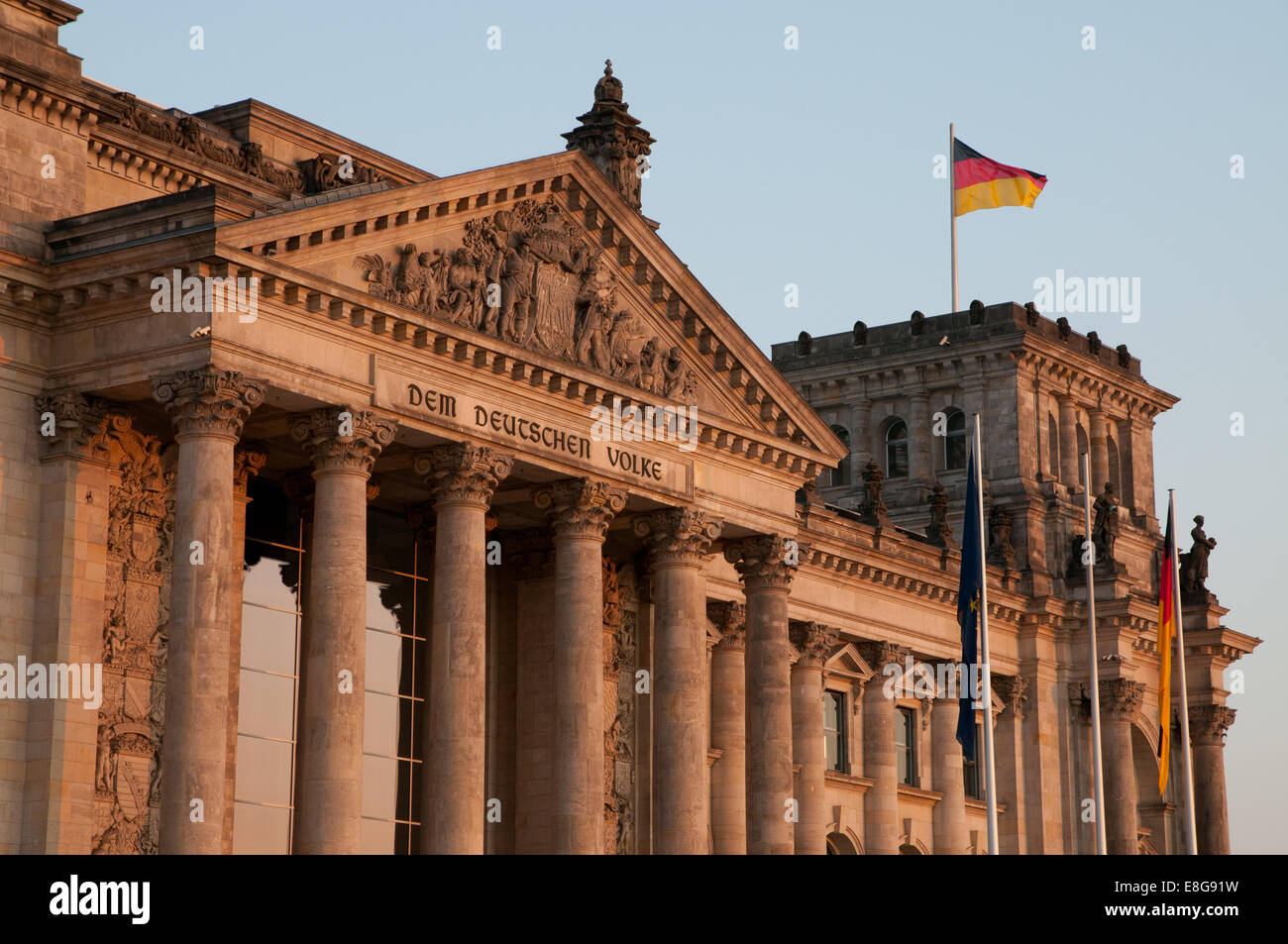 Berlin Reichstag parliament building at sunset Stock Photo