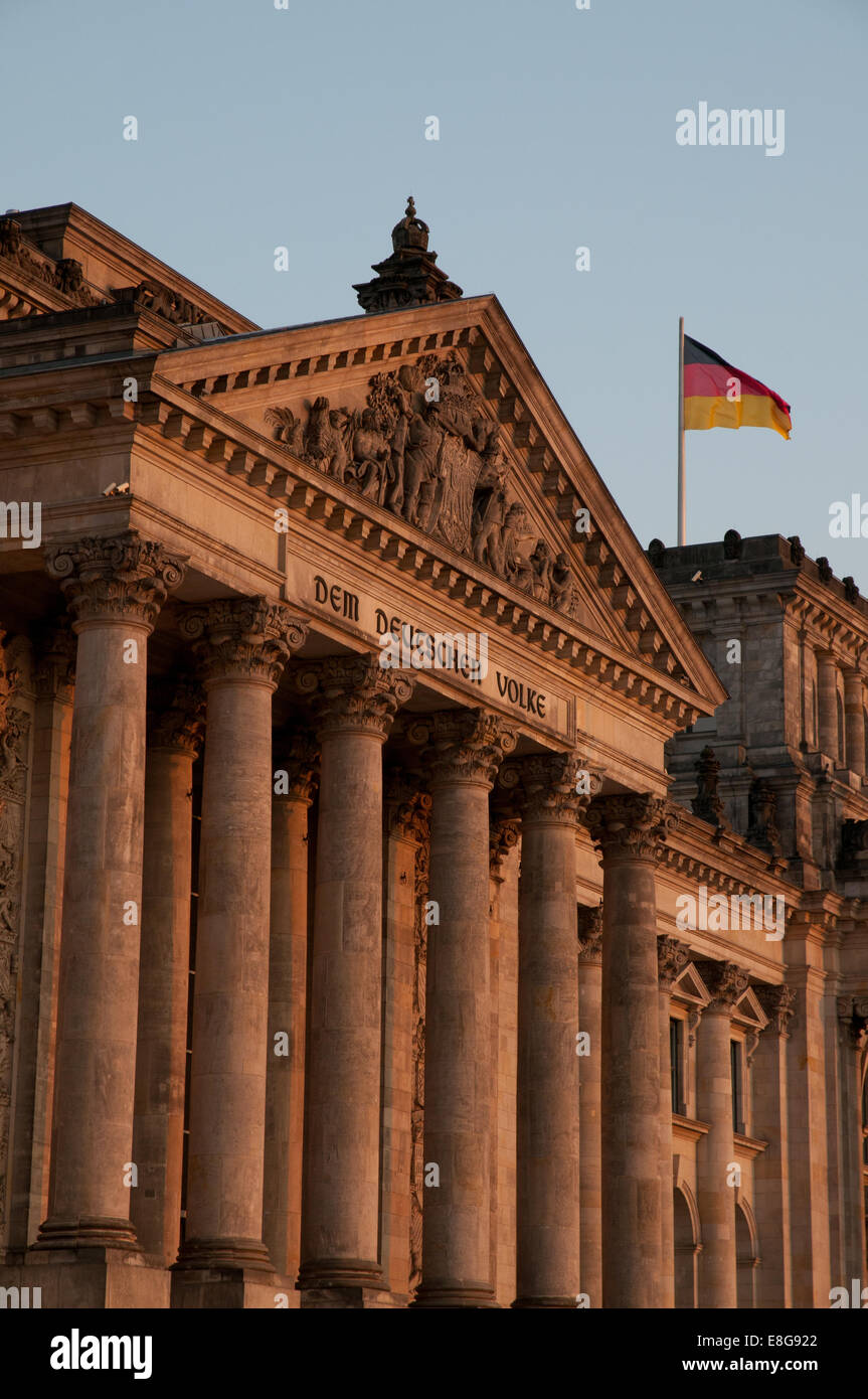 Berlin Reichstag parliament building at sunset Stock Photo