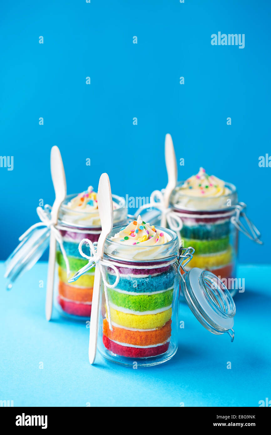 Mini jars of rainbow cake Stock Photo Alamy