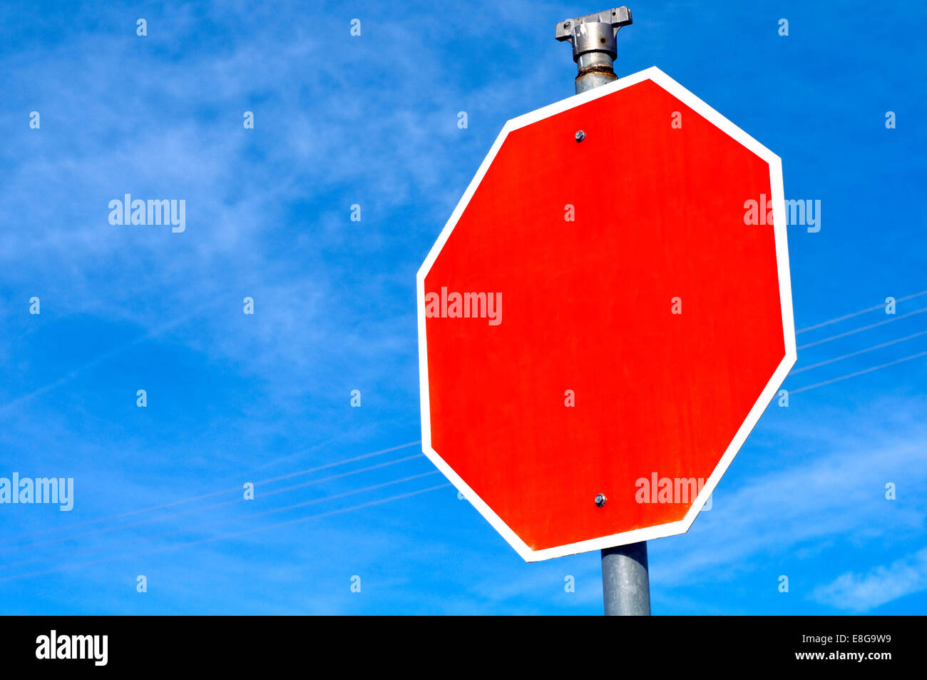 Blank red road sign Stock Photo