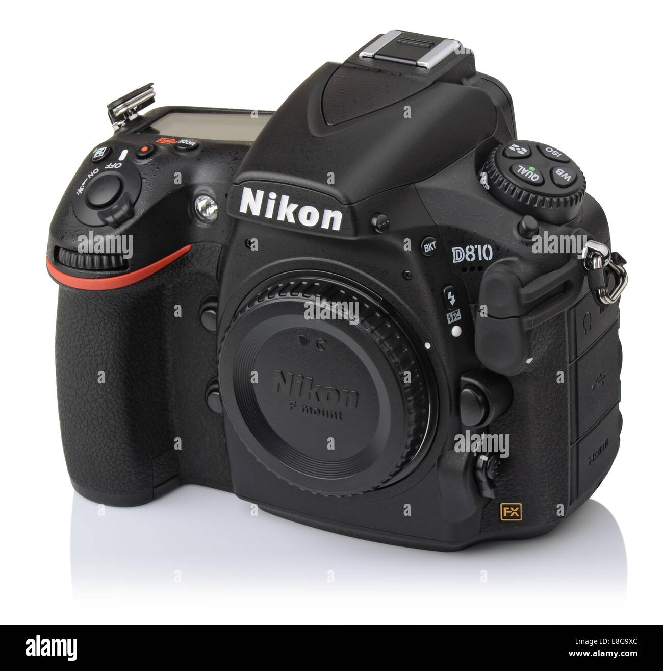 SOCHI, RUSSIA - OCTOBER 06, 2014: Nikon D810 camera body, the first digital SLR camera in Nikon's history to offer a minimum sta Stock Photo