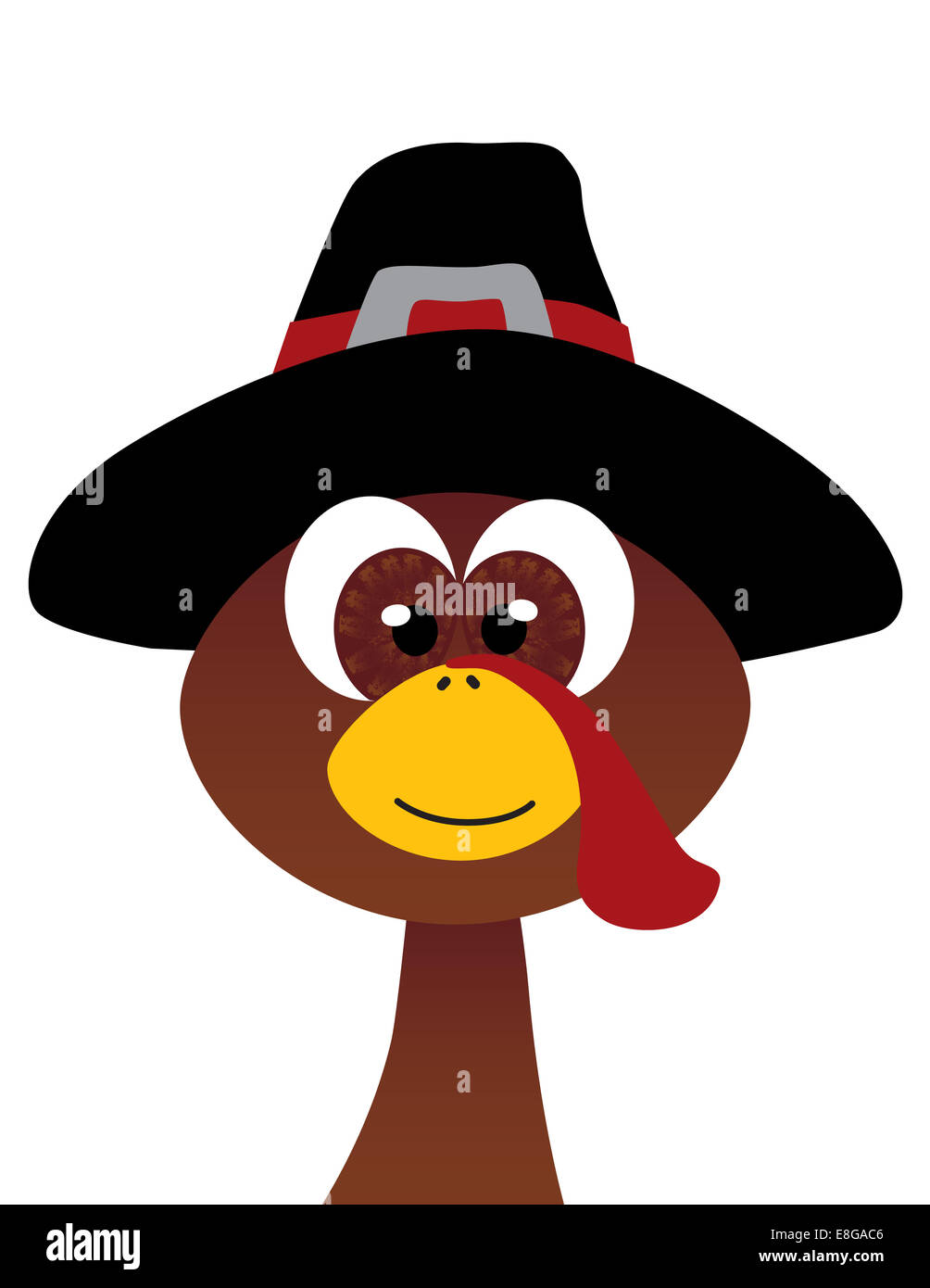 Cute Cartoon Turkey wearing a Pilgrim Hat Stock Photo