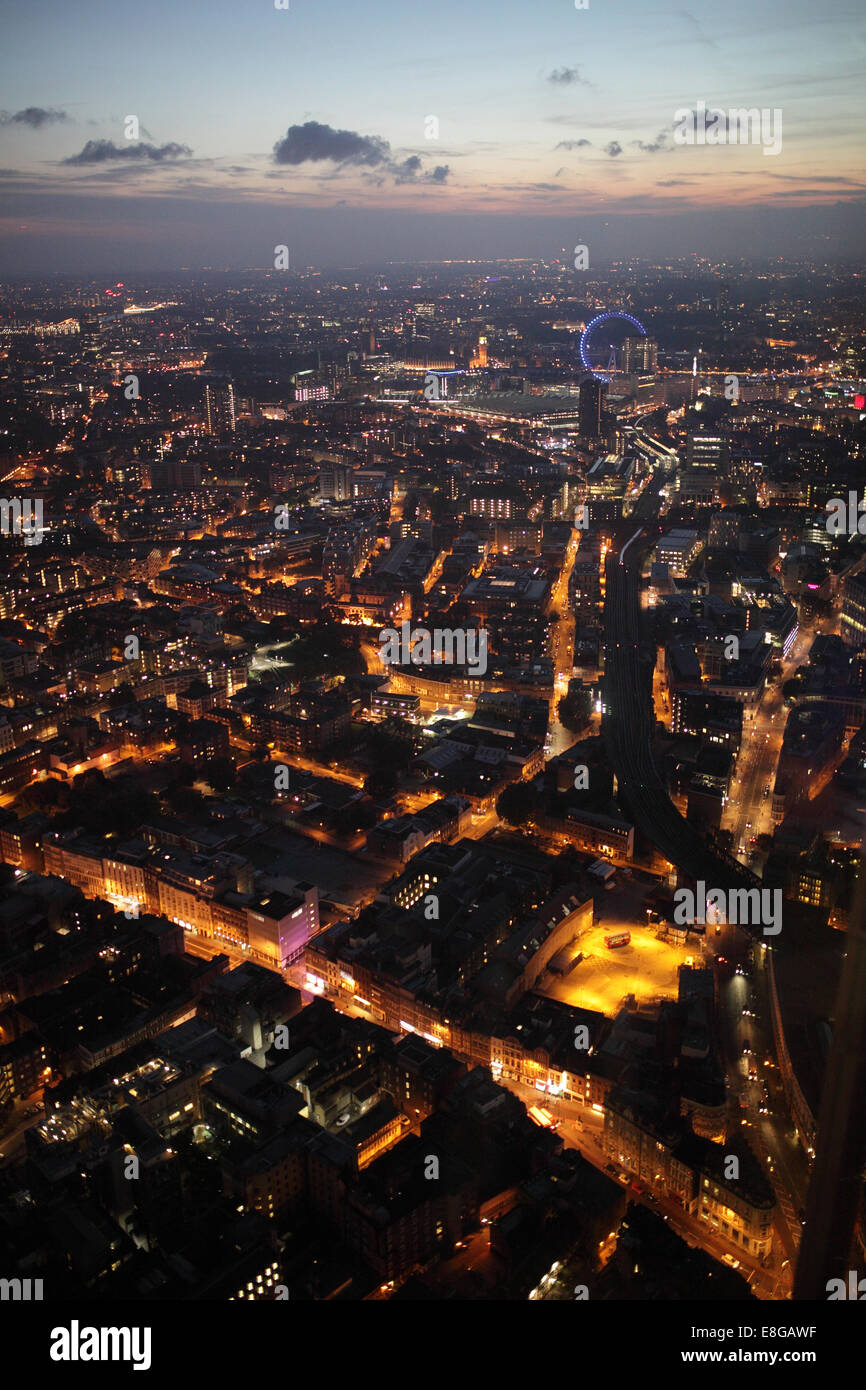 A view of central London at night from the top of The Shard Stock Photo