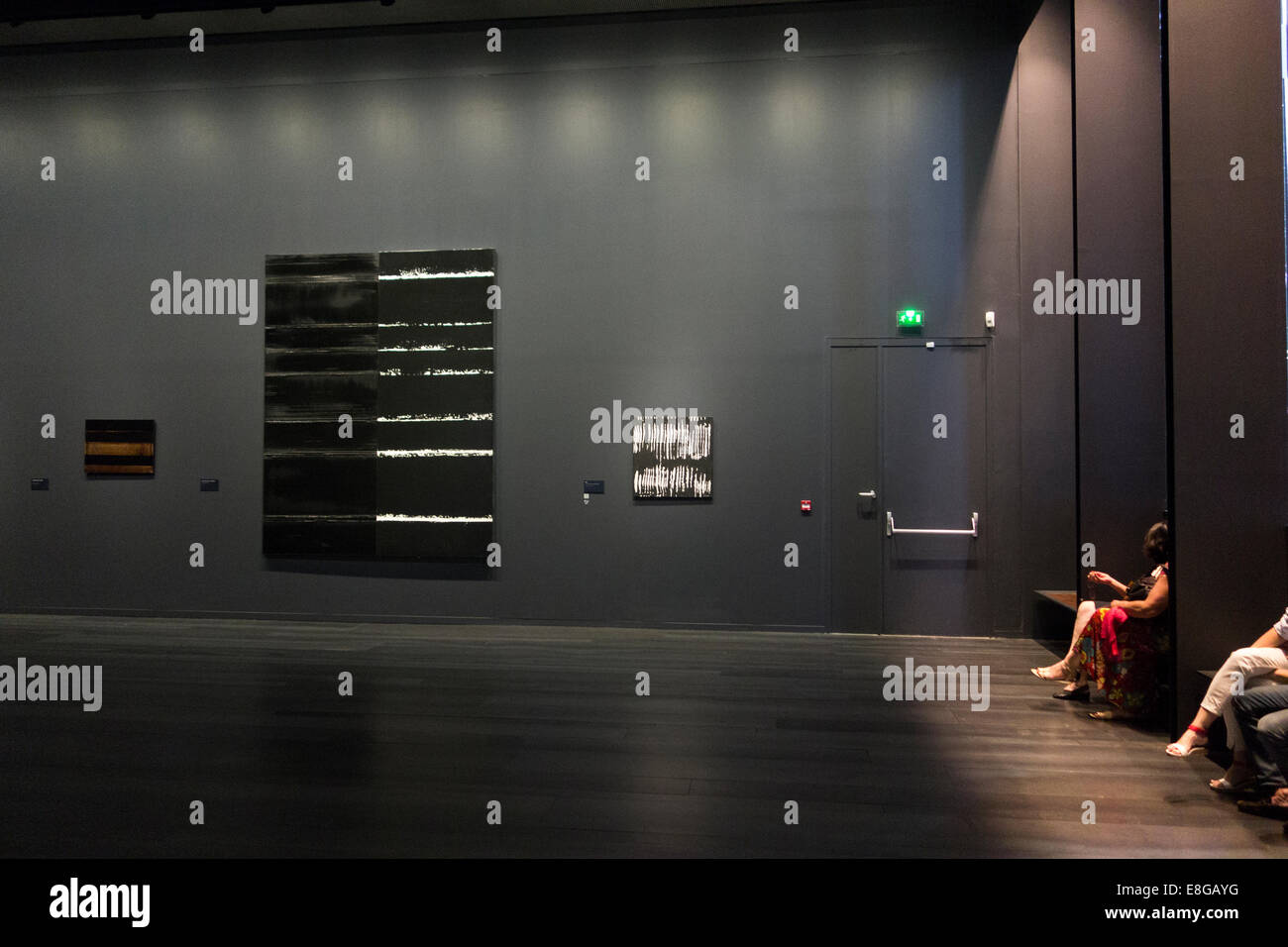 Gallery of the Soulages Museum showing art works exhibition by local French artist Pierre Soulages in Rodez Aveyron France Stock Photo