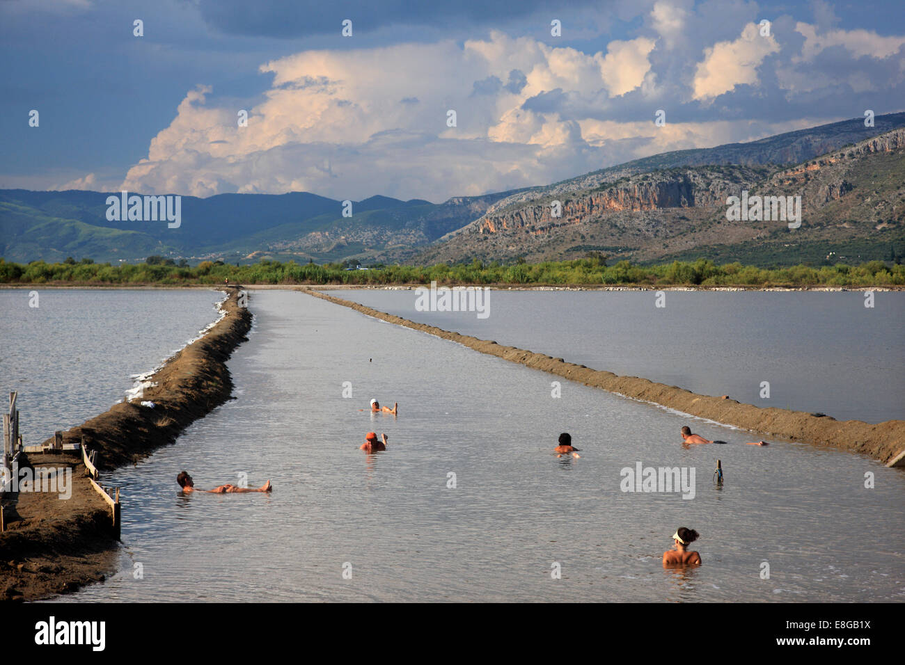 At the Canal of Foinikia (popular for healing mud baths), lagoon of Messolonghi-Aitoliko, Aitoloakarnania, Greece. Stock Photo