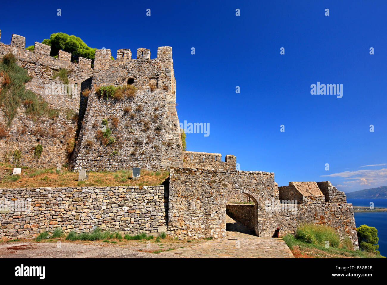 The entrance of the castle of Nafpaktos (Lepanto) town, Aitoloakarnania, Greece. Stock Photo