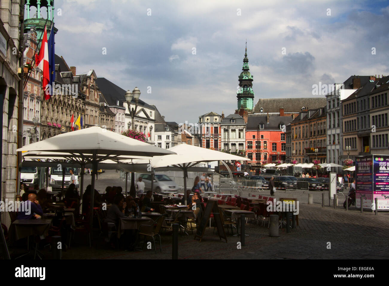 Restaurants and bars in the Grand Place, Mons, Belgium Stock Photo Alamy