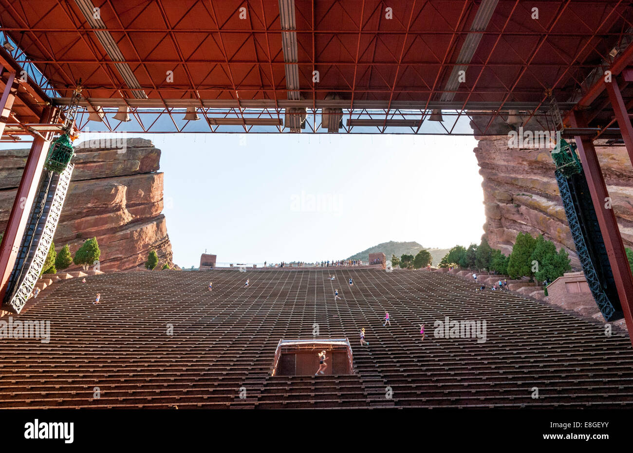 Popular amphitheater in Colorado with runners Stock Photo