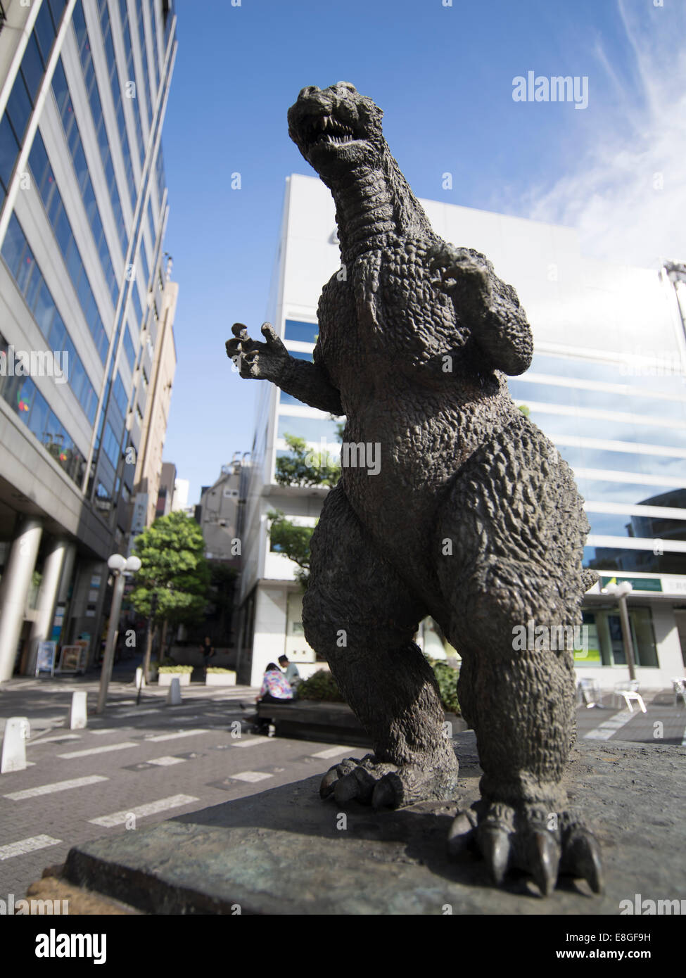 Godzilla Statue beside the Toho Hibiya Building, Tokyo, Japan Stock