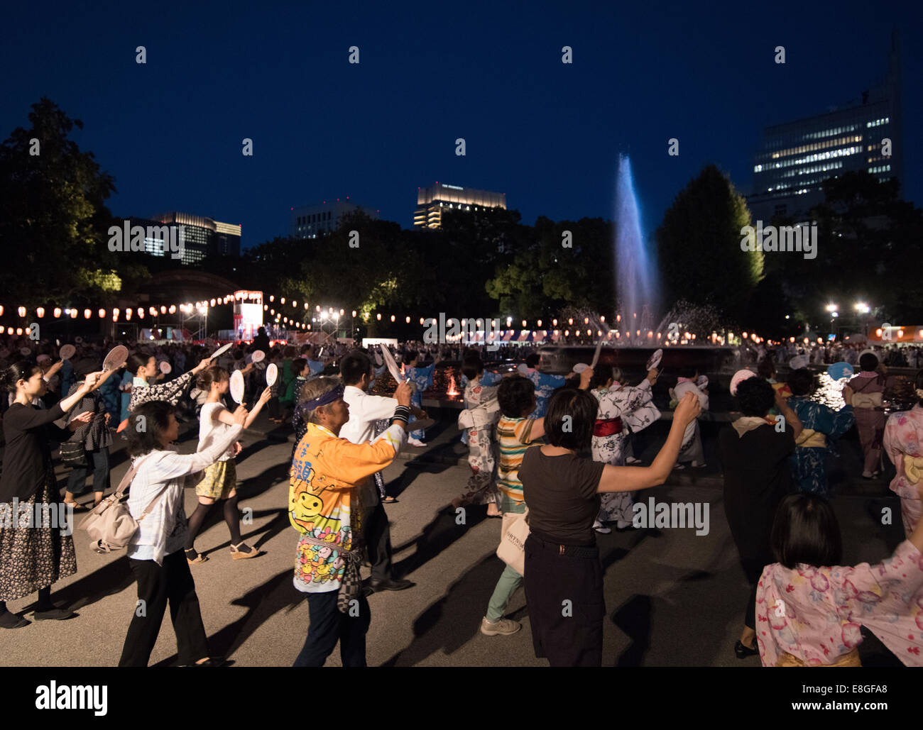 Hibiya Park Marunouchi Ondo Bon-odori Dance Festival, Tokyo, JAPAN Stock Photo