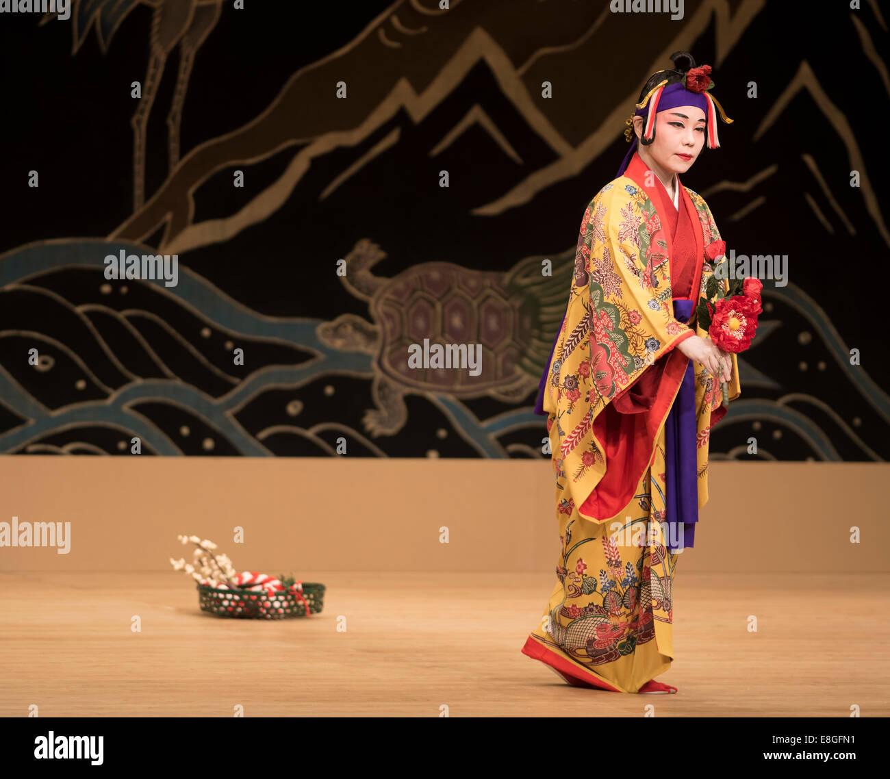 Traditional Ryukyu Dance performance led by dancer Kazue Higa at the
