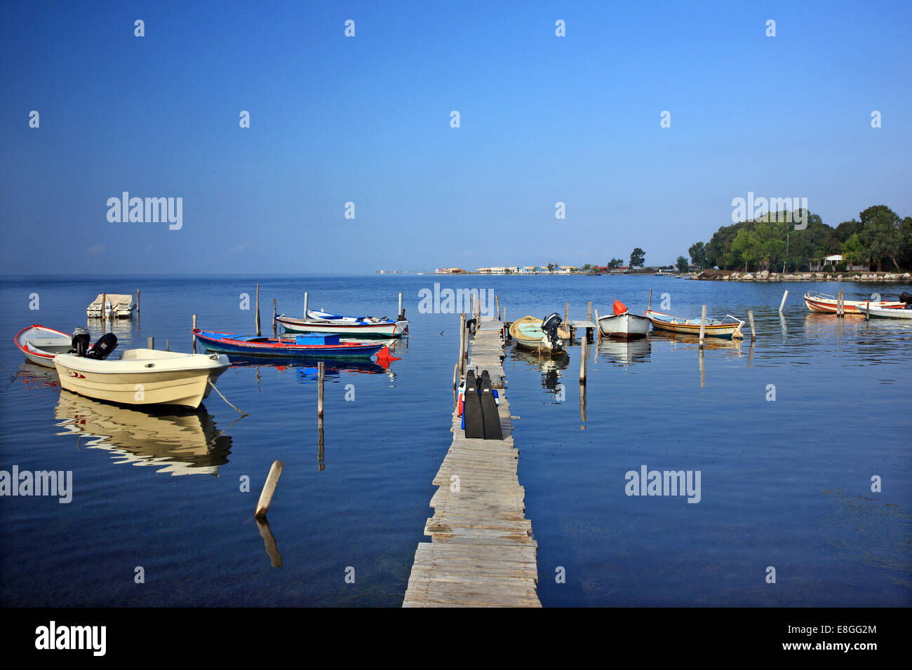 Small fishing port in Tourlida, lagoon of Messolonghi, Aitoloakarnania, Greece. Stock Photo