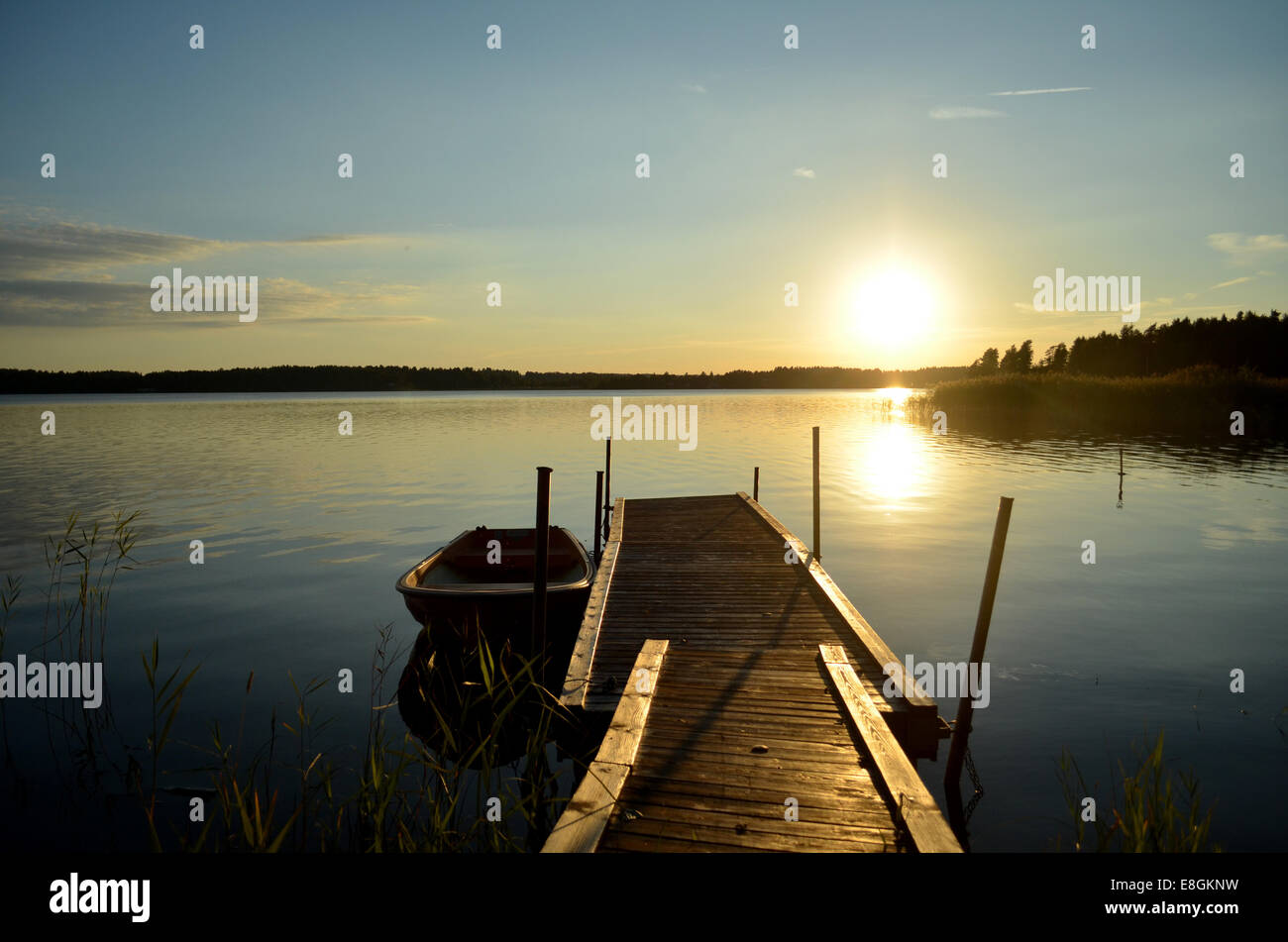 Saffle Lake at sunset, Sweden Stock Photo