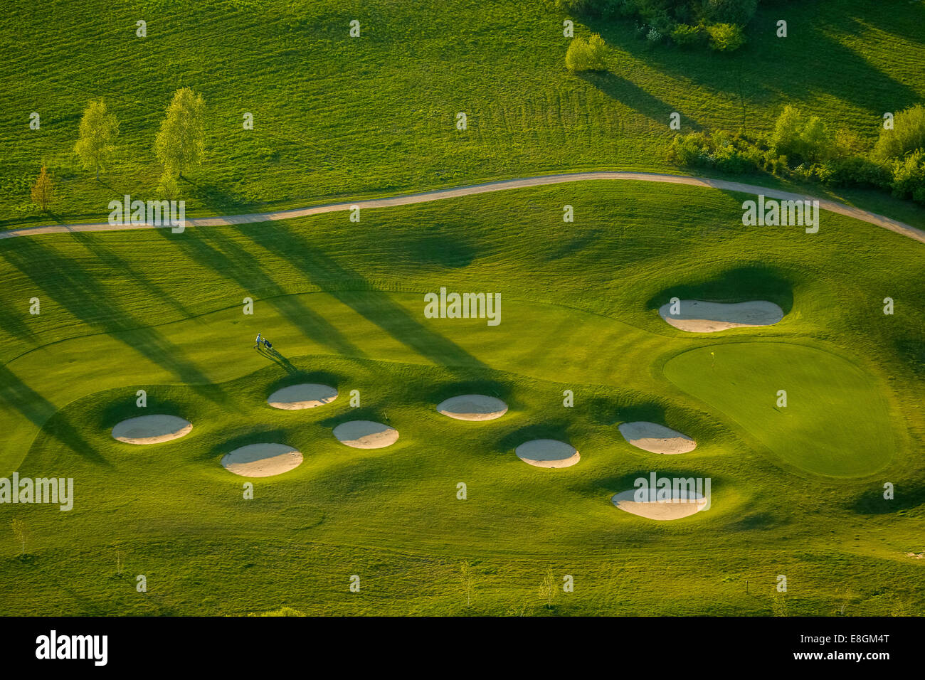 Aerial view, Bunkers, Fleesensee Golf Club, GC Fleesensee, Göhren-Lebbin, Mecklenburg Lake District Stock Photo