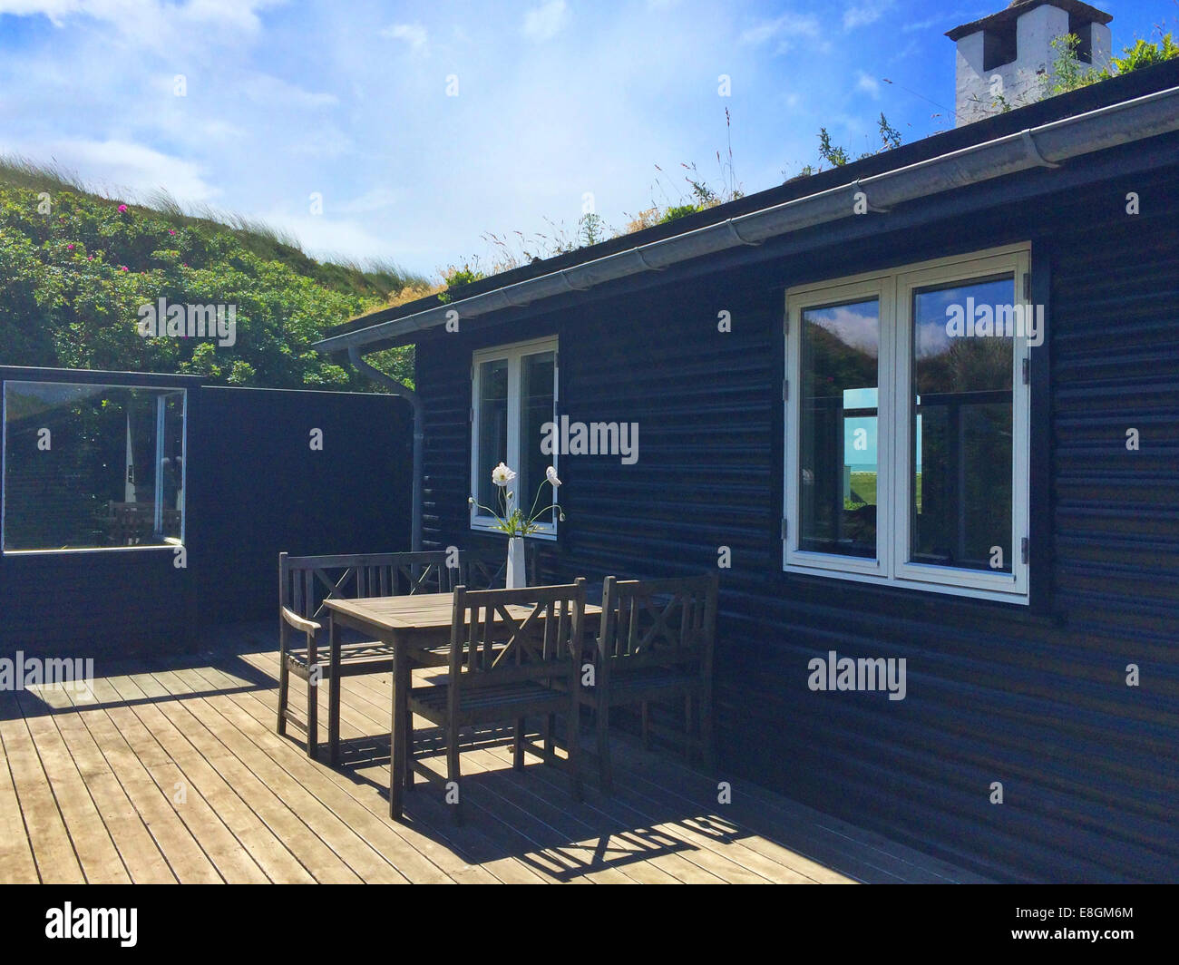 Outdoor terrace of a traditional summerhouse, Fanoe, Jutland, Denmark