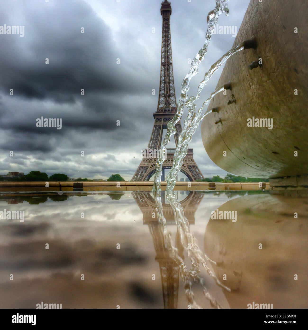 France, Paris, Eiffel Tower and water fountain Stock Photo - Alamy