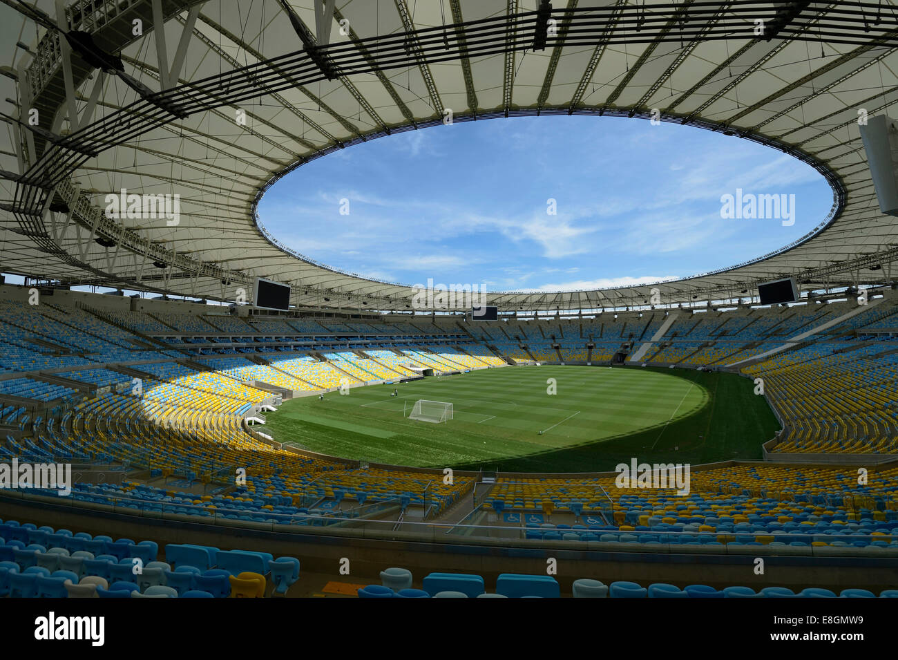 Maracanã Stadium, football stadium, view from the stands, venue of the 2014 FIFA World Cup, Rio de Janeiro, Brazil Stock Photo