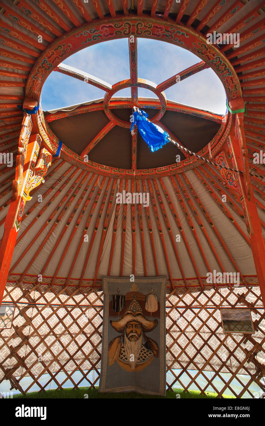 Original Mongolian yurt, traditional tent of the nomads in western and central Asia, exhibition at the Museum of Industry in Stock Photo